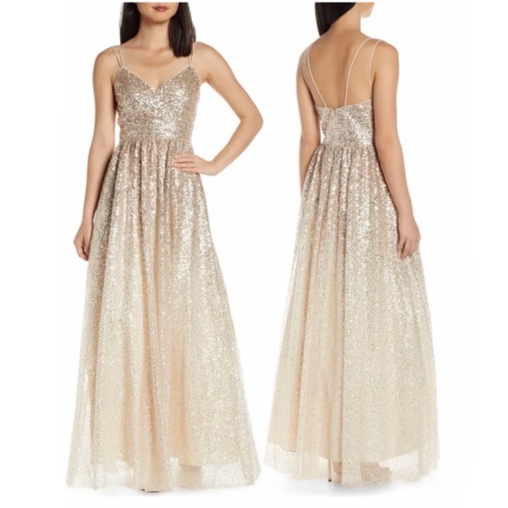 SOLD Eliza J | Ombre Sequin Gown | Champagne | 8